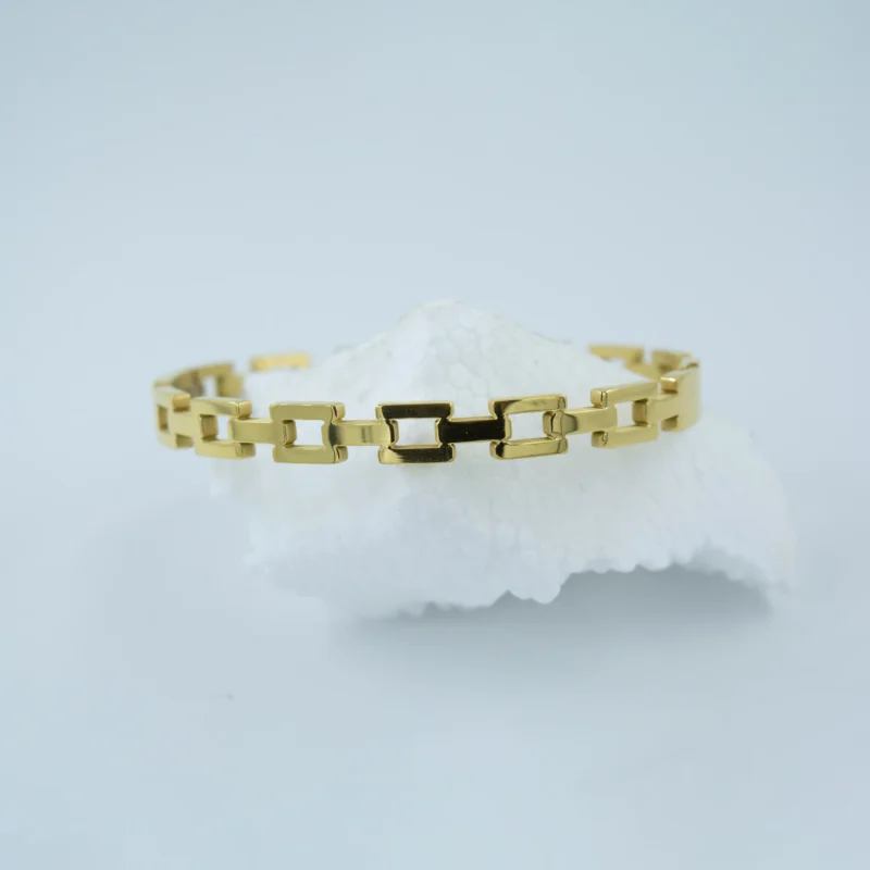LALEEZ Fashion Jewellery | Modern Gold-Toned Rectangular Link Chain Bracelet | Ideal for Women - 042