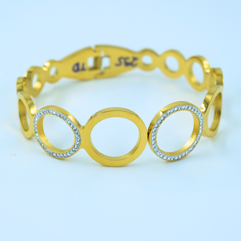 LALEEZ Fashion Jewellery | Modern Dual-Tone Hollow Oval Crystal-Accent Bracelet Set | Ideal for Women – 114