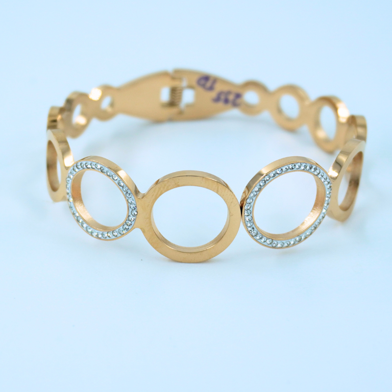 LALEEZ Fashion Jewellery | Modern Dual-Tone Hollow Oval Crystal-Accent Bracelet Set | Ideal for Women – 114