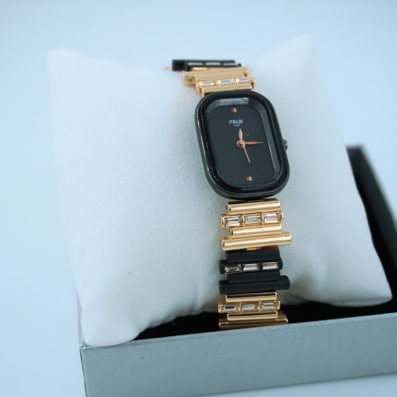✔ LALEEZ Fashion Watches | Black Dial Gold-Black Crystal Strap Watch | Ideal for Women – 130