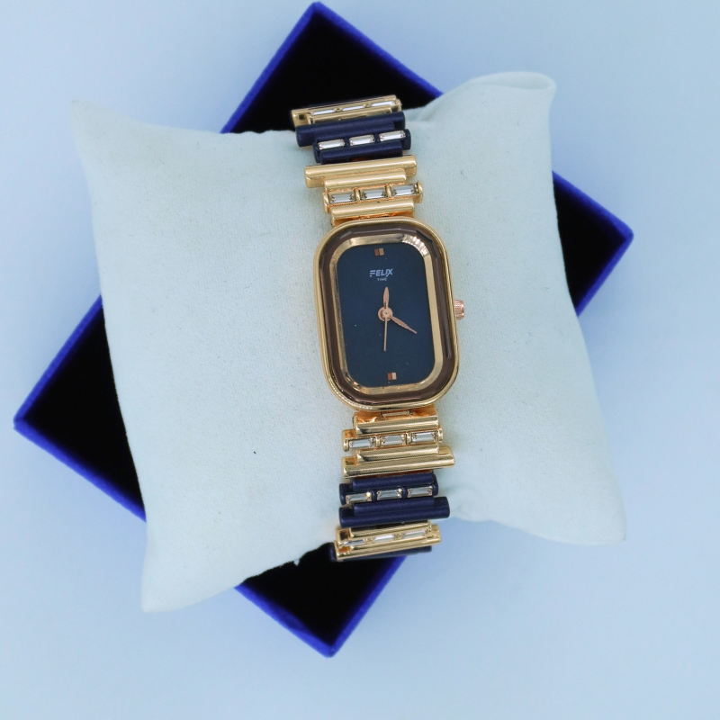 LALEEZ Fashion Watches | Midnight Blue Rectangular Dial Crystal Bracelet Watch | Ideal for Women – 133