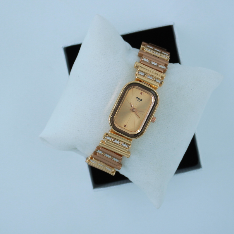 LALEEZ Fashion Watches | Champagne Gold Rectangular Dial Crystal Bracelet Watch | Ideal for Women – 136