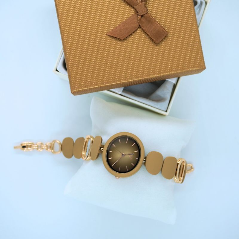 LALEEZ Fashion Watches | Bronze Brown Dial Gold-Link Premium Designer Bracelet Watch | Ideal for Women – 110