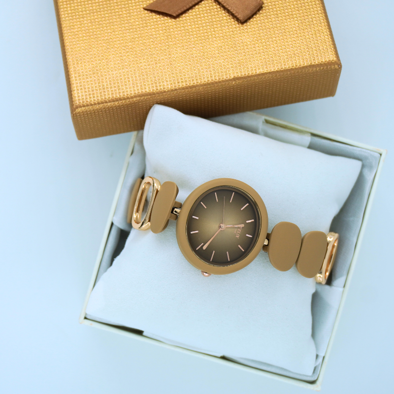 LALEEZ Fashion Watches | Bronze Brown Dial Gold-Link Premium Designer Bracelet Watch | Ideal for Women – 110