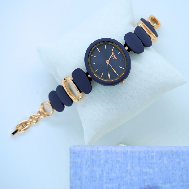 LALEEZ Fashion Watches | Navy Blue Dial Gold-Link Modern Designer Bracelet Watch | Ideal for Women – 102