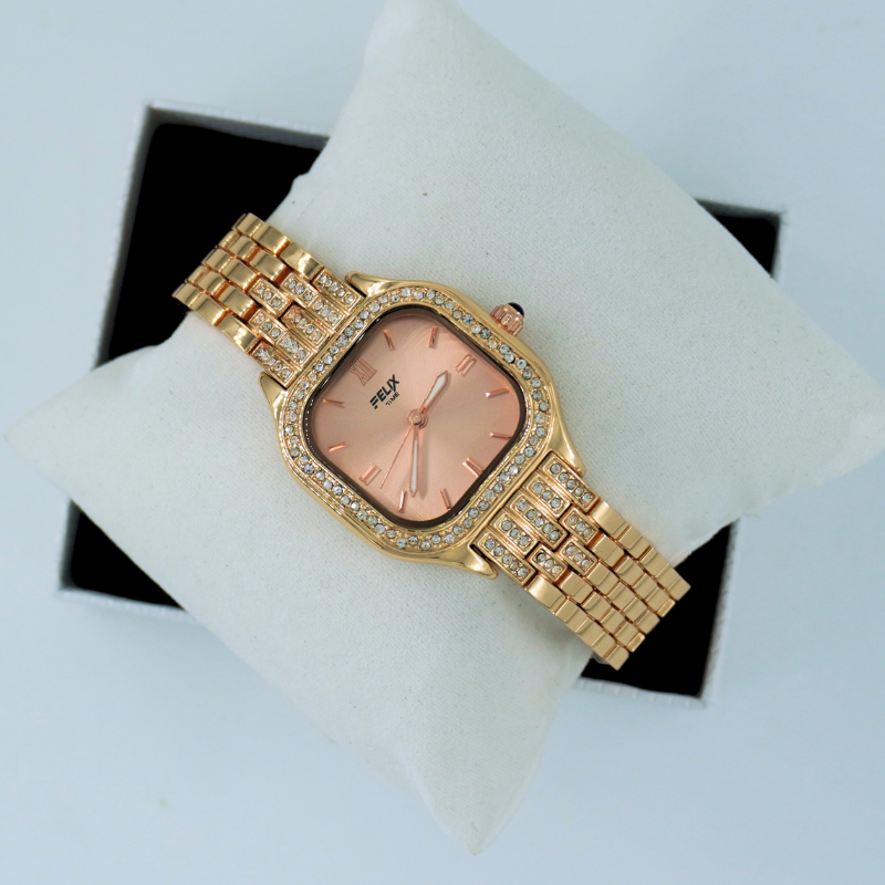 LALEEZ Fashion Watches | Rose Gold Dial Crystal-Studded Premium Bracelet Watch | Ideal for Women – 116