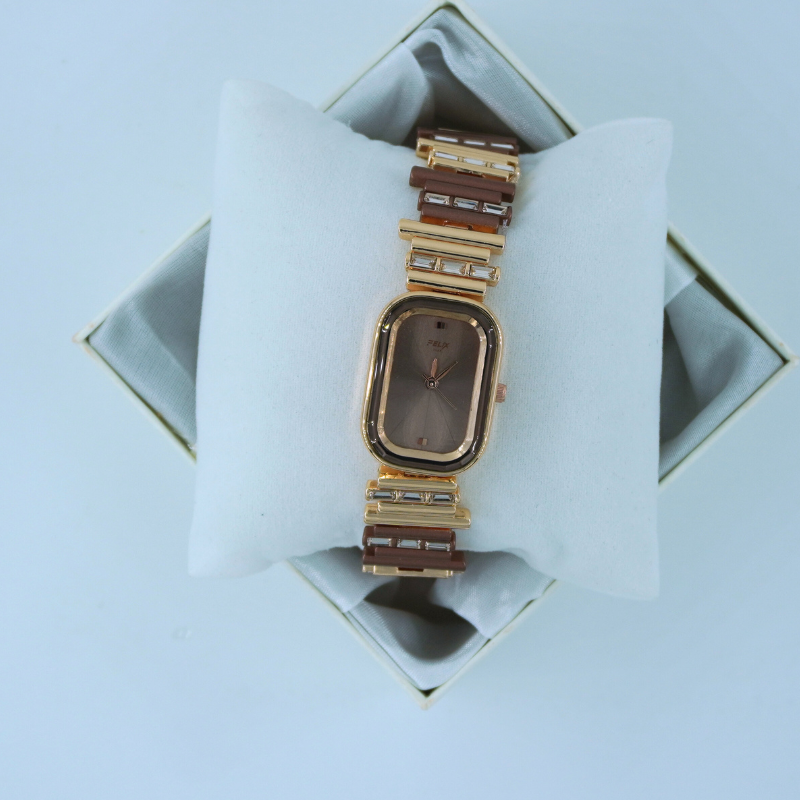 LALEEZ Fashion Watches | Brown Dial Elegant Rectangular Bracelet Watch | Ideal for Women – 125