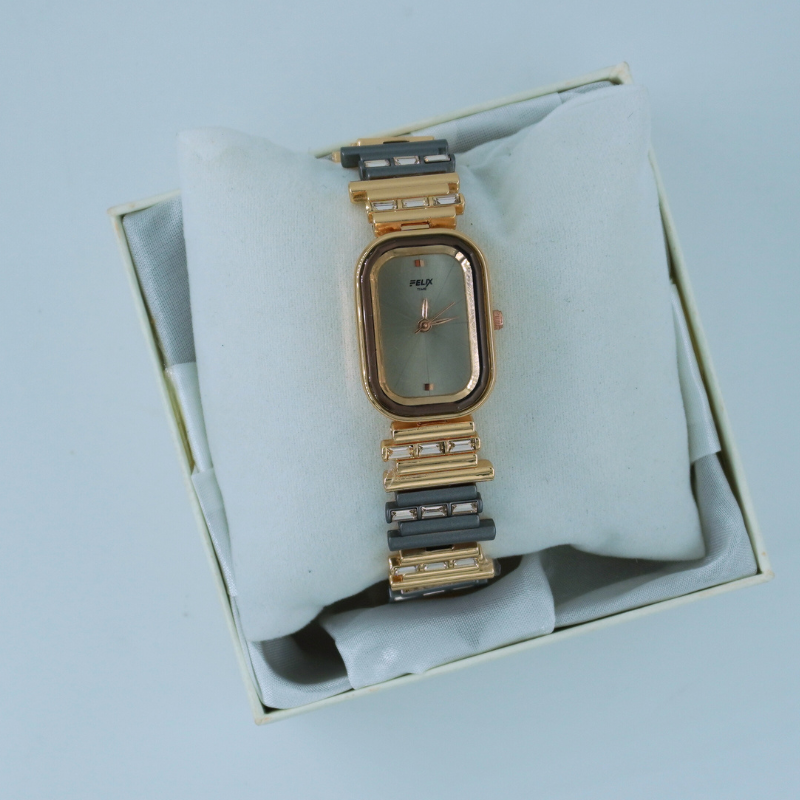 LALEEZ Fashion Watches | Two-Tone Gold & Grey Crystal Bracelet Watch | Ideal for Women – 129