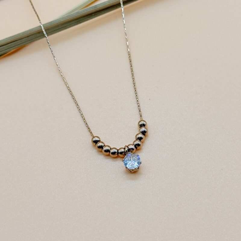 LALEEZ Fashion Jewellery | Gold-Tone Beaded Curve Solitaire Crystal Pendant Necklace | Elegant Wear for Women – 104