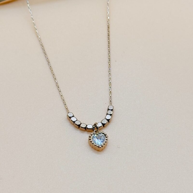 LALEEZ Fashion Jewellery | Gold-Tone Hexa Bead Curve Heart Crystal Pendant Necklace | Elegant Wear for Women – 105