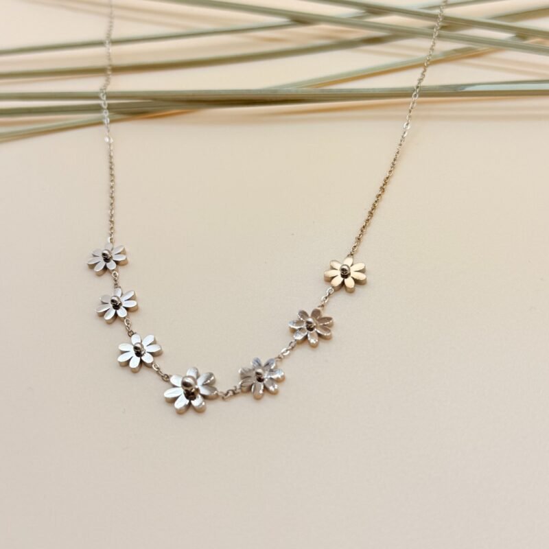 LALEEZ Fashion Jewellery | Gold & Silver-Tone Floral Daisy Charm Chain Necklace | Elegant Wear for Women – 106