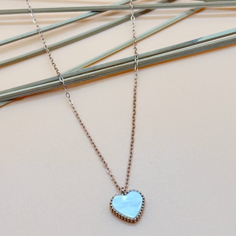 LALEEZ Fashion Jewellery | Gold-Tone Pastel Blue Heart Charm Pendant Chain Necklace | Elegant Wear for Women – 108