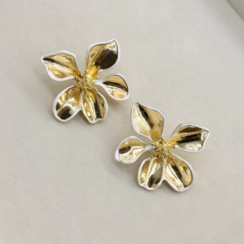 LALEEZ Fashion Jewellery | Gold-Plated Floral Petal Blossom Designer Stud Earrings | Ideal for Women - 101