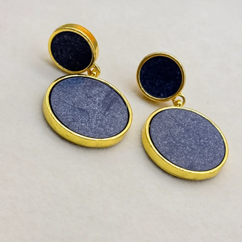 LALEEZ Fashion Jewellery | Gold-Plated Dual Tone Textured Oval Drop Earrings | Ideal for Women - 113