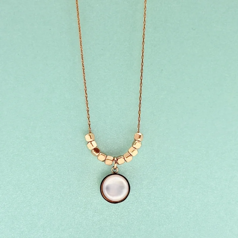 LALEEZ Fashion Jewellery | Gold-Plated Pearl Round Pendant Geometric Bead Chain | Ideal for Women - 113