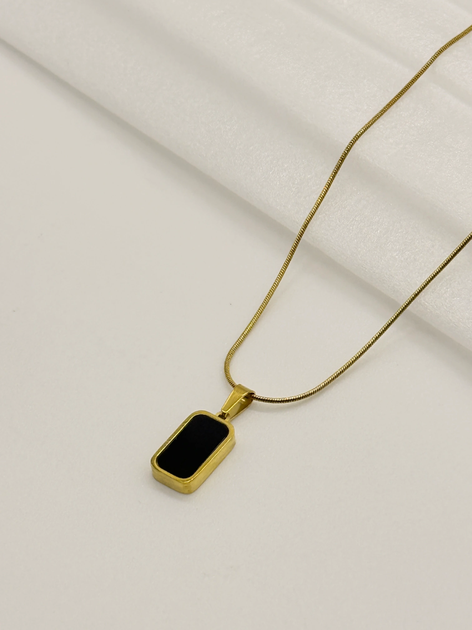 LALEEZ Fashion Jewellery | Gold-Plated Navy Blue Rectangular Stone Pendant Chain | Ideal for Women - 118