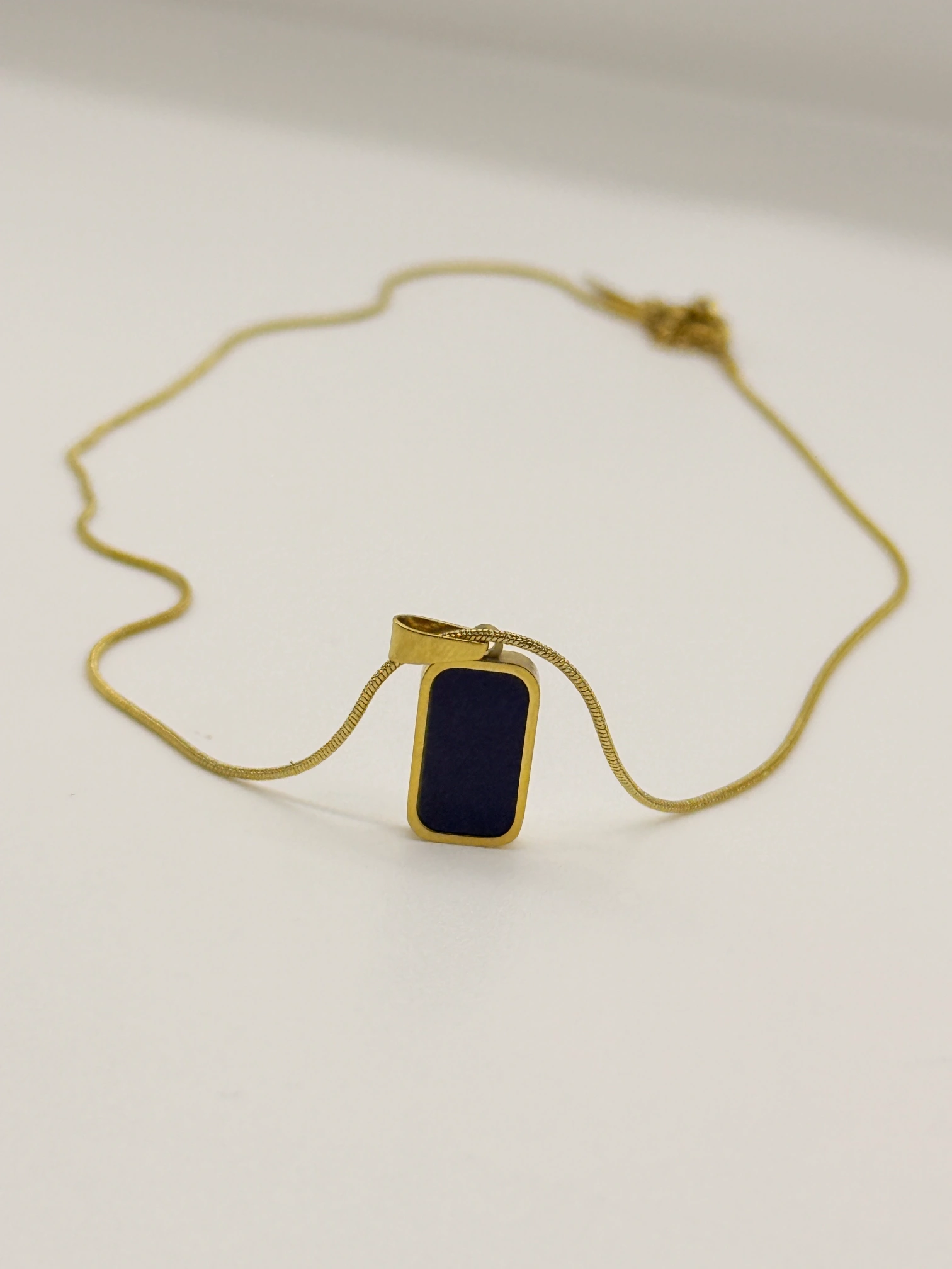 LALEEZ Fashion Jewellery | Gold-Plated Navy Blue Rectangular Stone Pendant Chain | Ideal for Women - 118
